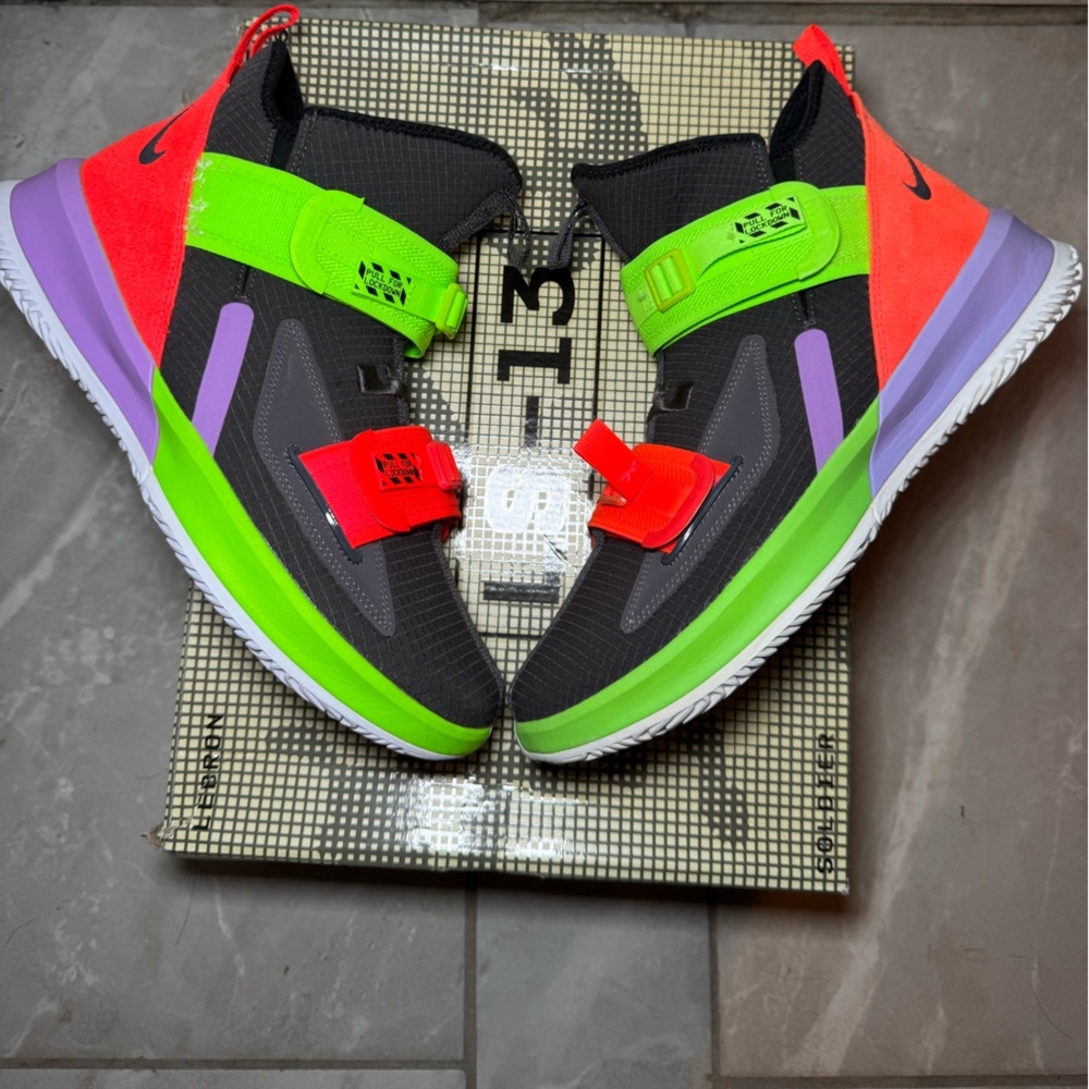 Nike Lebron Soldier 13 Thunder Grey Bright Crimson Electric Green